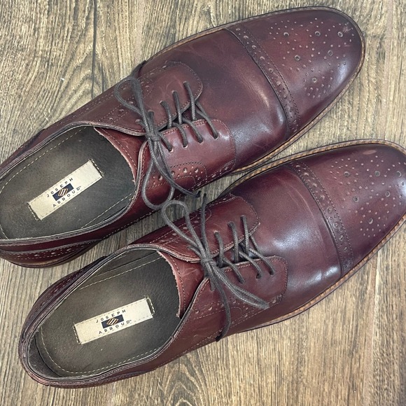 Joseph Abboud Owings Burgundy Leather Cap Toe Oxford Dress Shoes Mens 11.5 - Picture 5 of 9